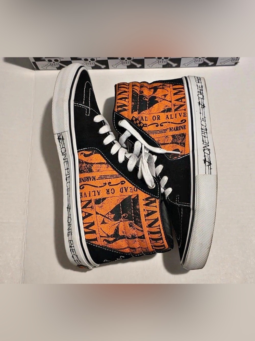 Vans One Piece x Skate Sk8-Hi 'Nami' High-Top Sneakers in Black & Orange